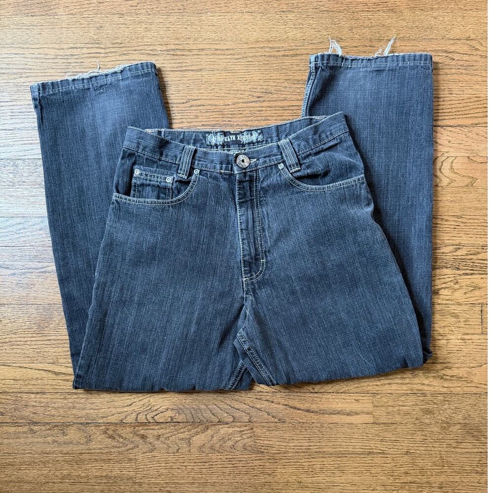 Vtg Brooklyn Xpress Baggy Wide Leg Black Jeans Skater Y2K 30x30